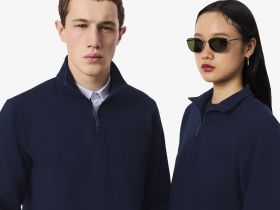 Хлопковая толстовка Lacoste унисекс с воротником-стойкой