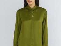 Сатиновая блузка из вискозы, Зеленый