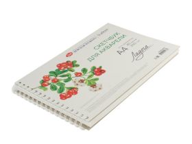 Скетчбук для акварели на спирали "Ладога" 15х15 см 40 л 200 г, 100 % целлюлоза, среднее зерно