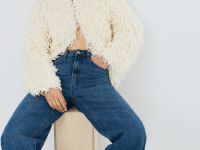 Широкие джинсы с высокой посадкой, Синий