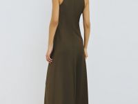 Платье макси из сатина, Зеленый