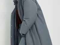 Пуховое пальто широкого силуэта с хлопком