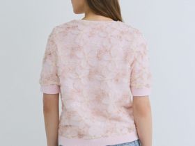 Джемпер с декором из кружева, Розовый