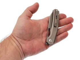 Складной нож Dr.Tech D4281G, сталь M390, рукоять TC4, серый