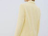 Двубортный жакет со льном, Желтый