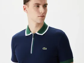 Мужское хлопковое поло Lacoste стандартного кроя