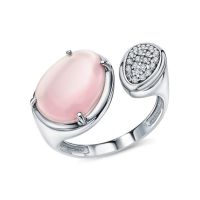 Серебряное кольцо с фианитами и ювелирными кристаллами