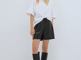 Шорты из искусственной кожи, Черный