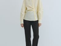 Рубашка с асимметричной застёжкой, Желтый