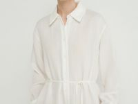 Платье-рубашка с поясом, Белый