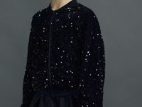 Бомбер из велюра с пайетками для девочек, Черный