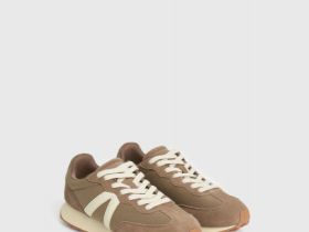 Комбинированные кроссовки из натуральной замши, Бежевый