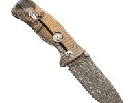Нож складной LionSteel SR1DI G, сталь дамаск, рукоять титан