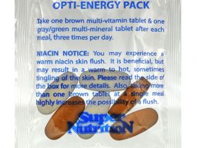 Super Nutrition, Opti-Energy Pack, мультивитаминная / минеральная добавка, 30 пакетиков (6 таблеток в каждом)