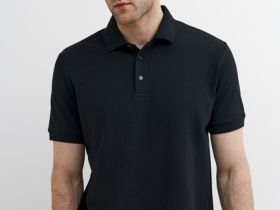 Поло из плотного хлопка, Черный