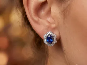 Серьги из белого золота с сапфирами э4758сг01210407