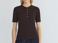 Футболка с вырезом "Хенли", Коричневый