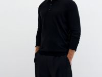 Вязаный джемпер-поло, Черный