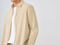 Рубашка из микровельвета, Бежевый