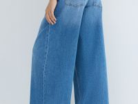Широкие джинсы с высокой посадкой, Голубой