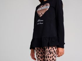 Комплект трикотажный для девочек: фуфайка (футболка с длинными рукавми), брюки (легинсы)