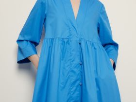 Платье А-силуэта с воротником-стойкой