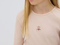 Лонгслив в рубчик для девочек, Бежевый