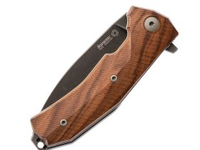 Нож складной LionSteel KUR BST Santos Wood, сталь Stonewashed & PVD-Coated Uddeholm Sleipner®, рукоять палисандр