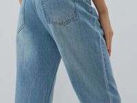 Укороченные прямые джинсы, Голубой