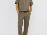 Футболка из текстурной ткани, Коричневый