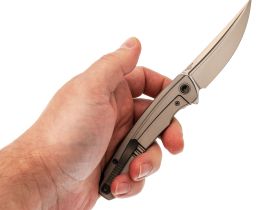 Складной нож TUOTOWN Saira Stonewash, сталь T14N, рукоять Grey Ti