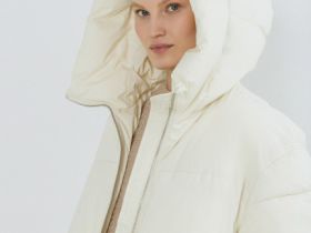 Утеплённая стёганая куртка с капюшоном, Бежевый