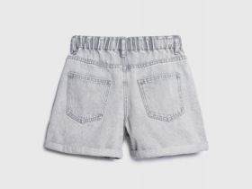 Джинсовые шорты на резинке с поясом, Серый