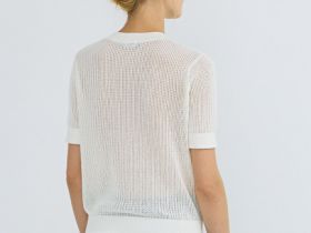 Ажурный джемпер с коротким рукавом, Бежевый