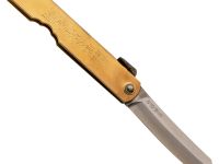 Нож складной Higonokami, 80 мм, сталь AoGami 3 слоя, рукоять латунь, золотистый