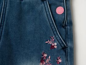 Полукомбинезон текстильный джинсовый утепленный флисом для девочек