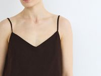 Топ изо льна на бретелях, Коричневый