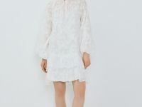 Мини-платье А-силуэта из лиоцелла с вышивкой, Белый