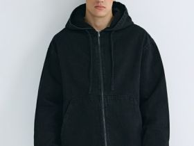 Джинсовая куртка на молнии с капюшоном, Серый