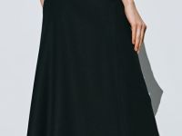 Юбка миди А-силуэта с эластичным поясом, Черный