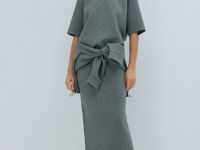 Юбка миди прямого кроя, Серый