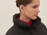 Пуховик с воротником-стойкой