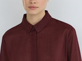 Полупрозрачная рубашка из хлопка и рами, Фиолетовый