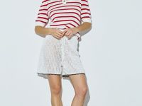 Поло из структурной ткани в полоску, Красный