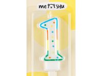 Свеча для торта с держателем MESHU "Цифра 1", 8,5 см, блистер