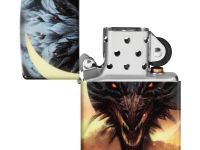 Зажигалка ZIPPO Dragon Design с покрытием Glow In The Dark Green, латунь/сталь, черная, 38x13x57 мм