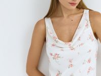 Платье из шифона с принтом и драпировкой, Белый