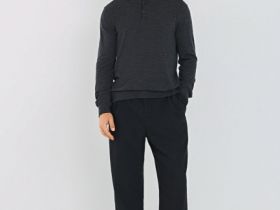 Джемпер поло из шерсти мериноса, Серый