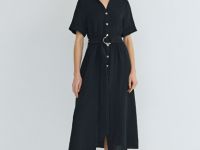 Платье-рубашка со съемным поясом, Черный