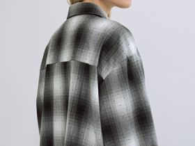 Рубашка в клетку со стразами, Черный